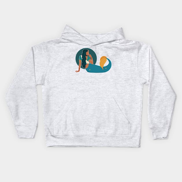 Indian Mermaid Kids Hoodie by Twkirky